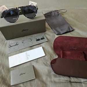 New Brioni Blue Havana Aviator Polarized Sunglasses BR0014s Made In Italy (L)
